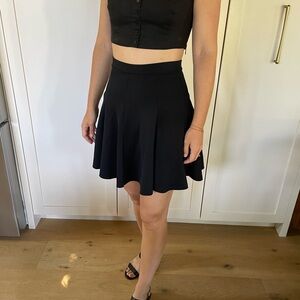 Reformation Black Mini Skater Skirt